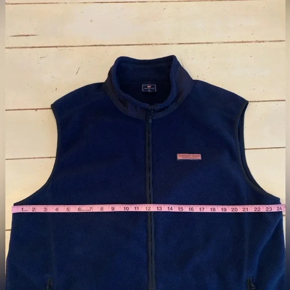 Vineyard Vines Tech Fleece Harbor Vest Men’s XL Navy Blue Full Zip Fall Preppy